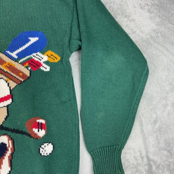 Vintage Hathaway Knitted Golf Sweater V-Neck Pullover Green Retro Y2K Grandpa M - Picture 5 of 9